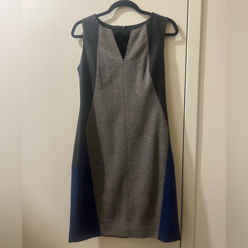 Ann Taylor Gray and Blue Midi Dress